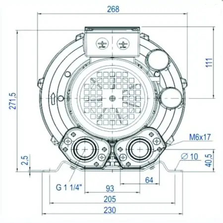 A imagem do Compressor Radial ,provavelmente exibe um equipamento compacto e robusto, com estrutura em alumínio injetado para maior resistência e vedação. Ele possui um design industrial, com entrada e saída de ar bem definidas, além de aletas ou aberturas para dissipação térmica. Seu formato é otimizado para garantir eficiência no fluxo de ar e minimizar ruídos e vibrações. Ideal para aplicações na aquicultura e indústria, o soprador se destaca pela sua construção durável e acabamento de alta qualidade.