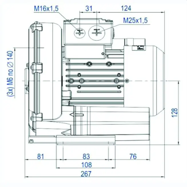 Soprador 0,60 Cv Mono 220V - Peixes / Camarões 121 M³/h