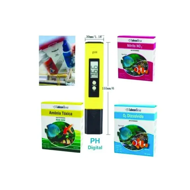 Testes Ph Eletrônico, Amônia, nitrito, alcalinidade e oxigênio para água doce